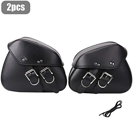 Dreameryoly Leather Motorcycle Saddle Bag,2 PCS Waterproof Insulated PU Leather Side Bag Lockable Cruiser Saddle Bags, Travel Panniers,Motorcycle Tail Package