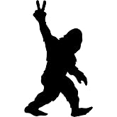Bigfoot Peace Sign Hand Sasquatch Peace Symbol Vinyl Cutout Rub On Sticker 2.65-by-4.5 Inches (Black)