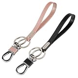 Keychain for women - Lanyard Key Chain with Detachable Alloy Metal Rings [2 pack] - Black&Rosegold