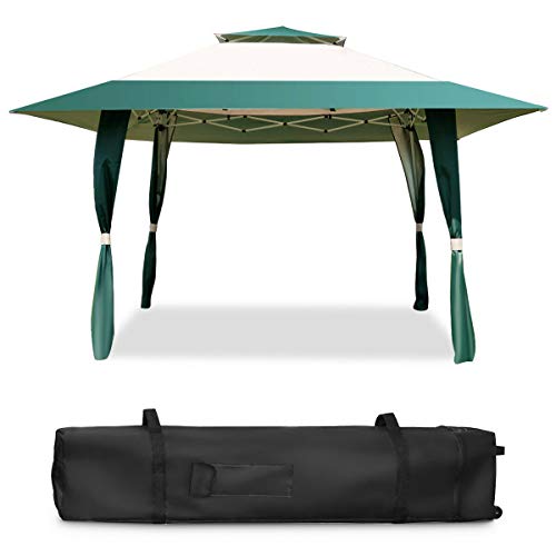 FDInspiration Green 13x13FT Pop Up Outdoor Companion Folding Shelter Tent Patio Gazebo Canopy Awning Sun Shade w/Carry Bag with Ebook