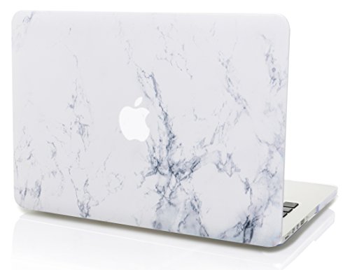 KEC MacBook Pro 13 Inch (2016, Touch Bar) Case Cover Marble Plastic Hard Shell Protective A1369 / A1466 (White Marble)