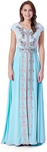 ORIACICI GODDESS Muslim Dress Dubai Kaftan for Women Cap Sleeves Arabic Long Dress Button V-Neck Abaya Islamic Clothing