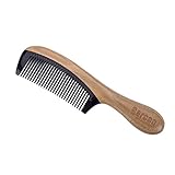 Garcoo Green Sandalwood Hair Comb, Handmade Anti-Static Detangling Buffalo Horn Comb, Natural Aroma Wooden Comb
