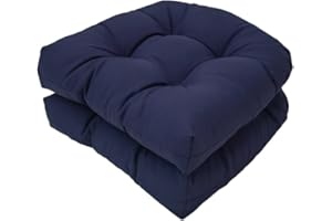 Srutirbo Outdoor Chair Seat Cushions Set of 2, Waterproof 19" x 19"U-Shaped Patio Chair Cushions for Indoor/Outdoor Wicker Chair Rocking Chairs, Garden Furniture Kitchen Dining Room (Navy Blue)
