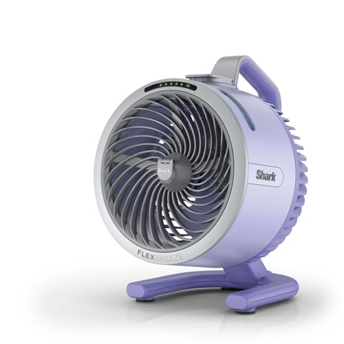 Shark FlexBreeze HydroGo Starker Ventilator mit Sprühnebel, Kühlung für drinnen & draußen, leise & langlebig, kabelgebunden & kabellos, kompakt & leicht, 5 Geschwindigkeiten, Lila FA050EULV