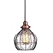 YUBOLE Vintage Pendant Light Kitchen Island Hanging Light Fixture Cracked Glass Shade Red Antique Copper