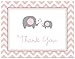 50 Cnt Pink Grey Chevron Elephant Baby Thank You Cards