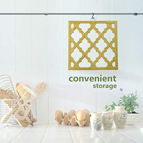 Square Cast Iron Trivet Yellow Cream Metal Trivets for Kitchen Dining