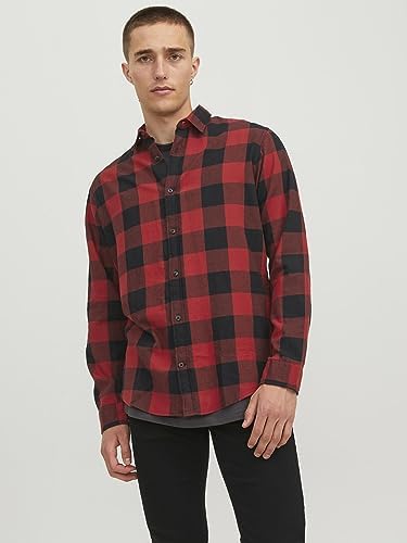 Herren Hemd Jjegingham Twill Shirt L/S Noos, Rot (Brick Red/Slim Fit), M