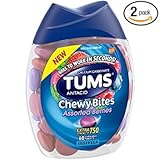 Tums Antacid Chewy Bites, Assorted Berries, 60 Chewable Tablets (Pack of 2)