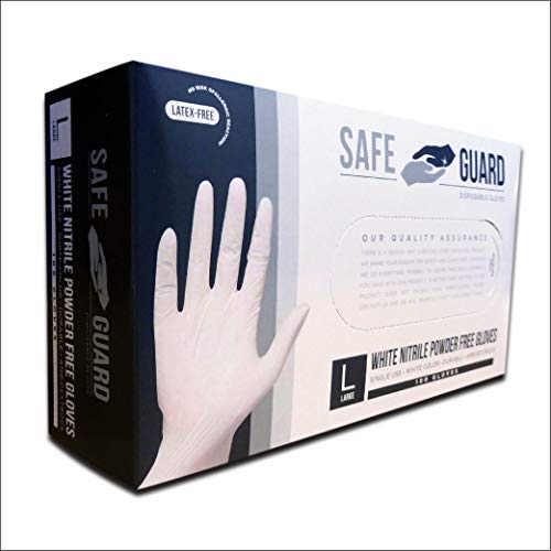 SAFE GUARD Nitrile Gloves, Powder Free, Disposable Gloves, White Color