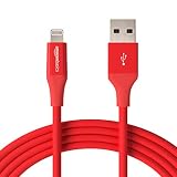 AmazonBasics Lightning to USB A Cable, Advanced Collection, MFi Certified iPhone Charger, Red, 10 Foot