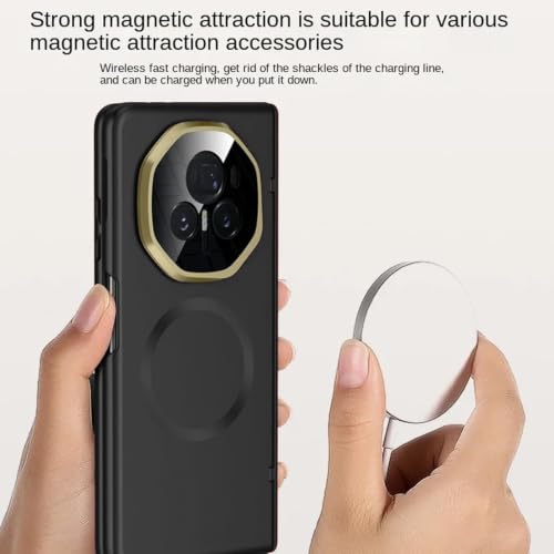 Kequsprk Case Compatible with Honor Magic V3, Lightweight, Ultra-Thin Case with Built-in Screen Protector, Lens and Hinge Protection, Shockproof Magnetic Closure Kickstand Protective Cover, Black