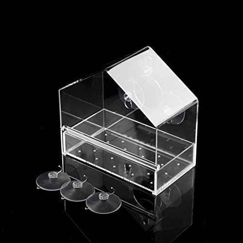 Acrylic Window Bird Feeder with Sliding Seed Tray and Strong Suction Cups Easy to Clean Bird