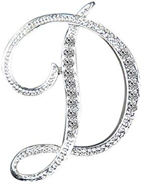 A to Z Initial Letter Alphabet Clear AAA+ Crystal Rhinestone Lapel Pin Brooches Collar