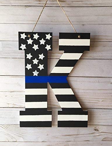 Amazon Com Thin Blue Line Decor Police Door Sign Home Decor