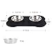 Syntus Double Dog Bowls Stainless Steel Dog Pet Feeder with Non-Skid Anti-Overflow Silicon Mat for Puppy, Dogs, Cats and Other Pets