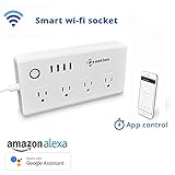 WiFi Smart Power Strip Compatible with Alexa, Geekbes Multi-Plug Timer Outlets Switch with 4 USB Charging Ports and 4 Smart AC Plugs Via Free App for IOS/Android Smart Phone/Tablets