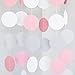 Chloe Elizabeth Circle Dots Paper Party Garland Backdrop (10 Feet Long) - Pink, Gray, White