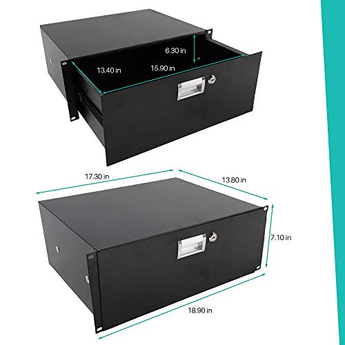 4u network cabinet 19" 4u Server Cabinet Case Rack Mount Dj Locking Lockable Deep Drawer with Key It Is Perfect for Storing Anything from Software Tools Paper Supplies Cable Management or Patch Cables - Thumbnail 2