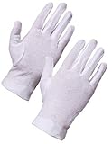 White Stitched Cotton Gloves - Large