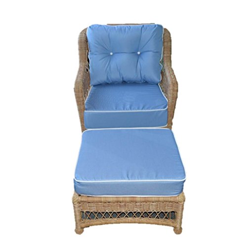 Sunbrella Canvas Air Blue w/ White Pipping / Cording Cushion Set for
Patio Outdoor Deep Seating Furniture Chair - SEAT CUSHION - 24" W X 27"
D / BACK CUSHION - 24" W X 21" D - OTTOMAN - 23" W X 19" D
