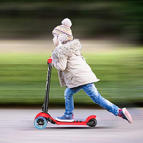 Banne Scooter Height Adjustable Lean to Steer Flashing PU Wheels 3 Wheel Kick Scooters for Kids Boys Girls (Red) - Thumbnail 5