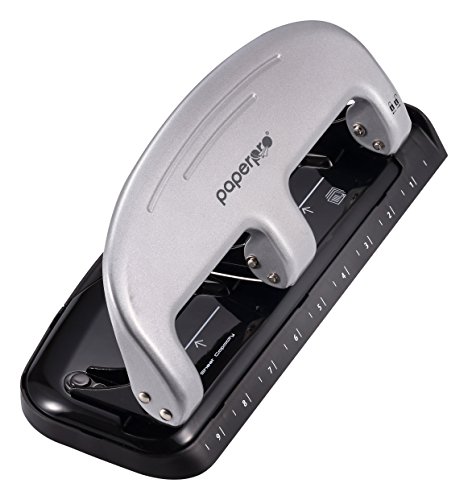 PaperPro inPRESS 20 Reduced Effort Three-Hole Punch, Silver, Black (2220)