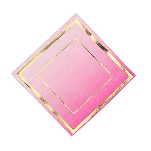 Ottin Ombre Hot Pink Party Supplies 50-counts Include Disposable Paper Napkins/Cups/Plates Straws Dinnerware Set for Birthday Wedding Bridal Shower Rainbow Party Baby Shower Weekend Party - Thumbnail 3