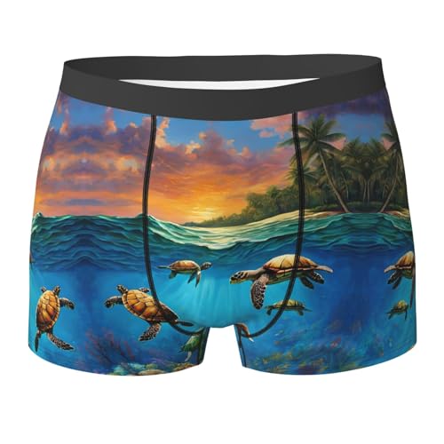 SYHEART Sea Turtles Print Men'S Boxer Briefs With Elastic Comfort Fit Design For All-Day Wear