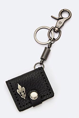 Chic Chelsea Fleur De Lis Leather Key Charm (Black)