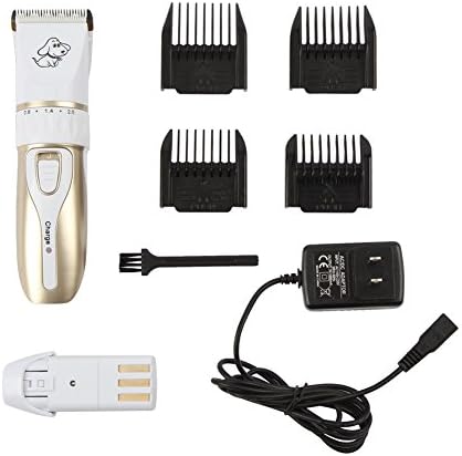 Pet Grooming Clippers, 4 Comb Guides Rechargeable Cordless Pet Hair Shaver Electric Clippers Grooming Trimmer Kit Set with Cleaning Brush for Pet Dogs and Cats (Low Noise Low Vibration )