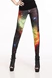 Pink Wind Ladies Sexy Galaxy Space Print Leggings Pant Stretch Tights (One Size, Galaxy Orange)