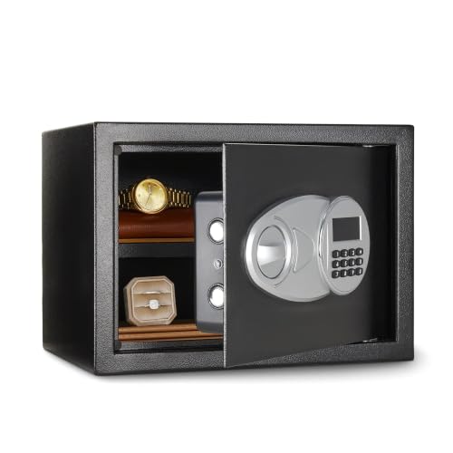 Amazon Basics Tresor aus Stahl, Sicherheit für Zuhause, mit digitaler Tastatursperre – für Bargeld, Schmuck, Ausweise, Dokumente, 14 l, 35cm x 25cm x