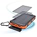 SPEEDWOLF 15,000MAH Waterproof Powerbank Dual USB Portable Chargers Solar Power Bank Battery for iPhone Android cellphones with 3in1 USB Cable and 2LED Flashlight for Emergency Outdoor Camping Travel