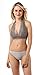 Floral Lace Halter Bralette Unpadded Mesh Lined V-Neck Everyday Bra Top for Women(Grey) S