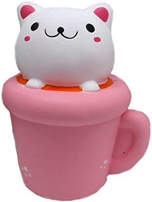 Coldtoy Cute Squishies, Slow Rising Soft Squishies, Charms Toy for Stress Relief and Time Killing, all kinds of Squishies, best for Kids Christmas gift (Cup Cat)