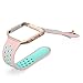 Fitbit Blaze Bands, UMTELE Sport Silicone Replacement Strap with Rose Gold Frame for Fitbit Blaze Smart Fitness Watch Pink/Teal