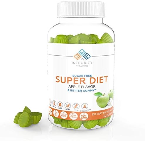 Integrity Vitamins Sugar Free Super Diet Gummy Vitamins, All Natural, Vegan, Sugar-Free, Gelatin Free, Apple Flavored Gummies - 60 Count