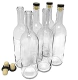 Wine Bottles with Corks, Clear, 750ml - Pack of 6