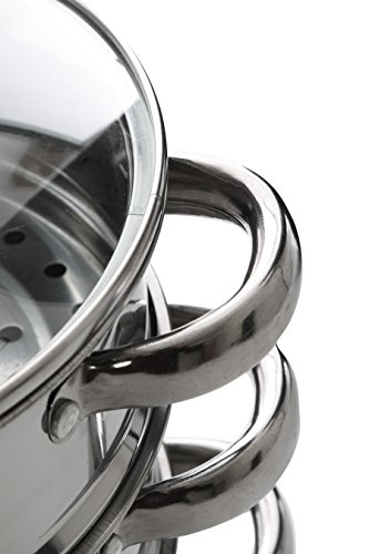 Premier-Housewares-Steamer-with-Glass-Lid-22-cm-Stainless-Steel
