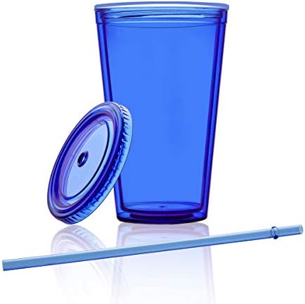Acrylic Tumblers with Lids and Straws Classic Double Transparent Vacuum Cup 20 OZ