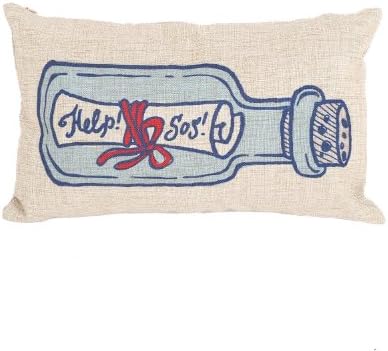 Prettypillow Linen Rectangle Decorative Cushion Set Lumbar Pillow Set 30 x 50 Wishing Message Bottle