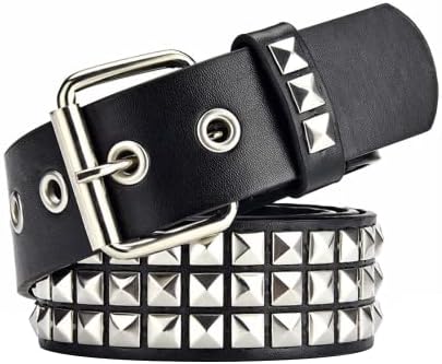 XZQTIVE Studded Belt Metal Punk Rock Rivet Belts for Women/Men