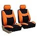 FH Group Automotive Car Seat Covers Breezy Flat Foam Padding Cloth Full Set Orange Seat Covers, Airbag and Split Rear Universal Fit Interior Accessories for Cars Trucks and SUV with Car Accessories