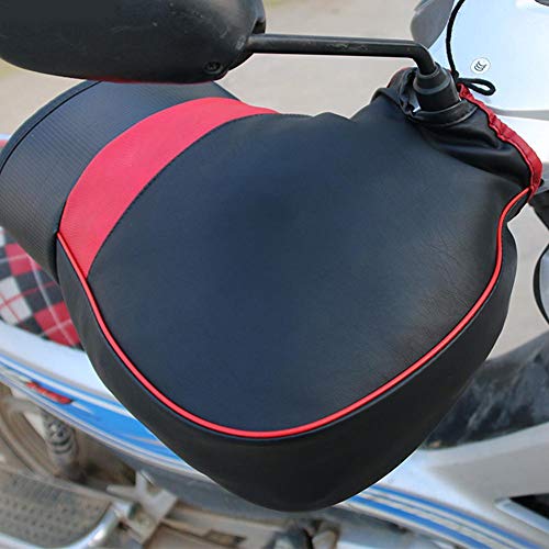 Ya-tube Motorcycle Grip Handlebar Muff Cold-Proof Pu Leather Windproof Waterproof Thermal Cover Glove Drawstring Closing