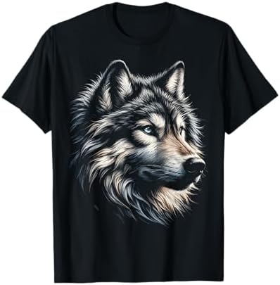 Amazon.com: Wolf T-Shirts - Split Face Wolf Shirts Magical Wolves