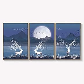 Framed Canvas Wall Art for Living Room, Bedroom Abstract Landscape Dream Place Canvas Prints for Home Decoration Ready to Hanging - 16"x24"x3 Panels