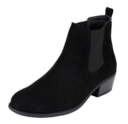 Refresh Women's Tildon-03 Low Heel Slip On Solid Ankle Boot,Black,6.5