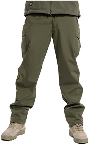Michael Palmer Soft Shell Tactical Military Camouflage Pants Men Windproof Waterproof Warm Camo Army Fleece Pants Army Green XXL